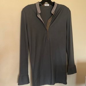 Brunello Cucinelli Monili Trimmed Henley Top, Size S